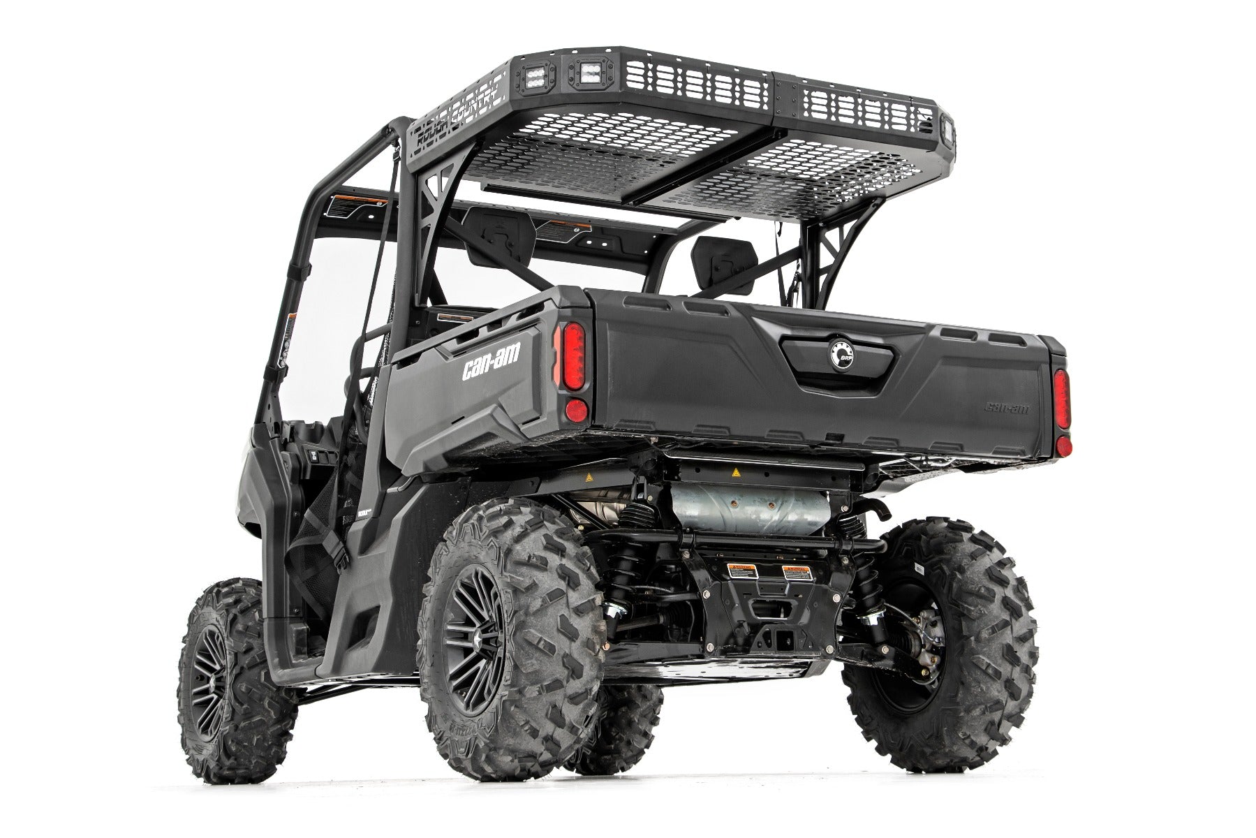 Rough Country Cargo Rack | Dual 2" Black LED Pairs | Flush Mount | Can-Am Defender (17-22)