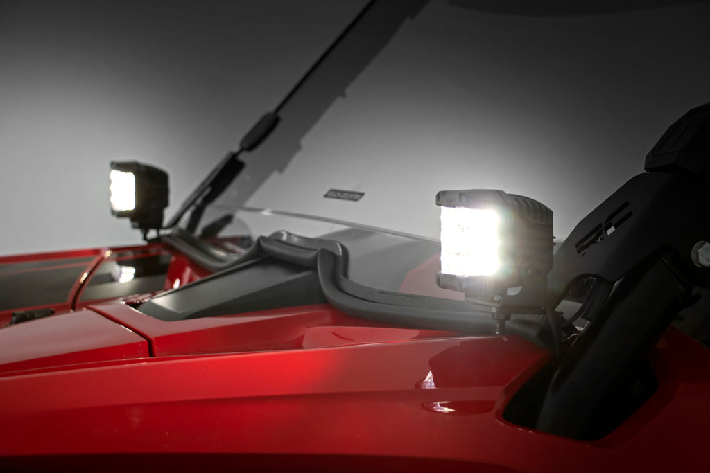 Rough Country LED Light | Cage Mount | 2" Chrome Pair | Wide Angle | Honda Talon (19-21)
