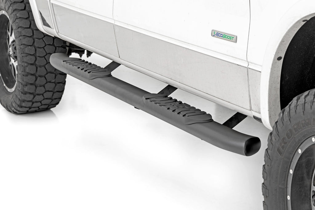 Rough Country Oval Nerf Step | Crew Cab | Black | Ford F-150 2WD/4WD (2009-2014)