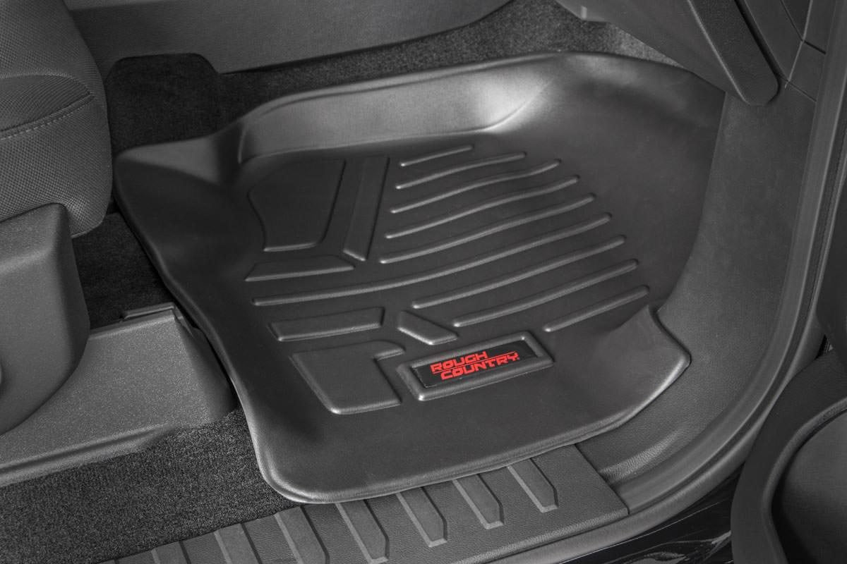 Rough Country Floor Mats | FR and RR | FR Buckets | w/Factory Under Seat Storage Ford F-150 2WD/4WD (2015-2023)