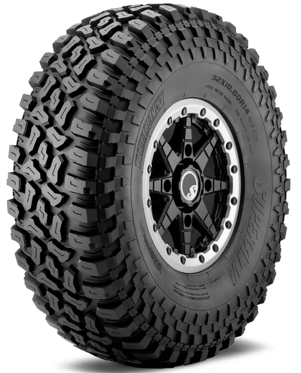 The Incursion All-Terrain UTV/ATV Tires feature deep, aggressive treads for superb off-road traction, bold sidewall branding with size details, and are mounted on a black multi-spoke rim accented by silver bolts.