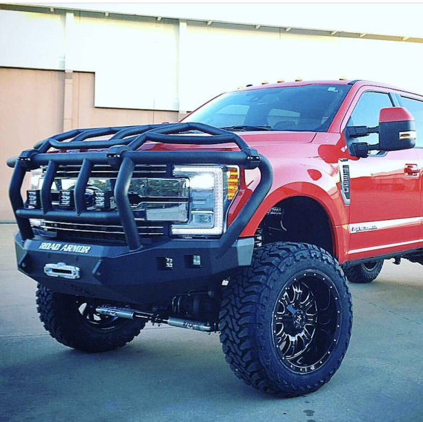 2017+ Ford F-250 Stealth Front Winch Bumper Intimidator Guard - Texture Black Warn 16.5Ti