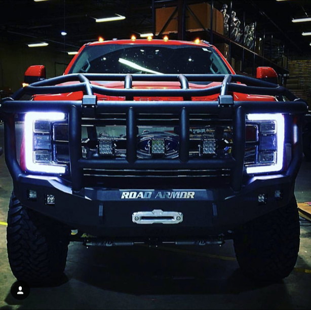 2017+ Ford F-250 Stealth Front Winch Bumper Intimidator Guard - Texture Black Warn 16.5Ti