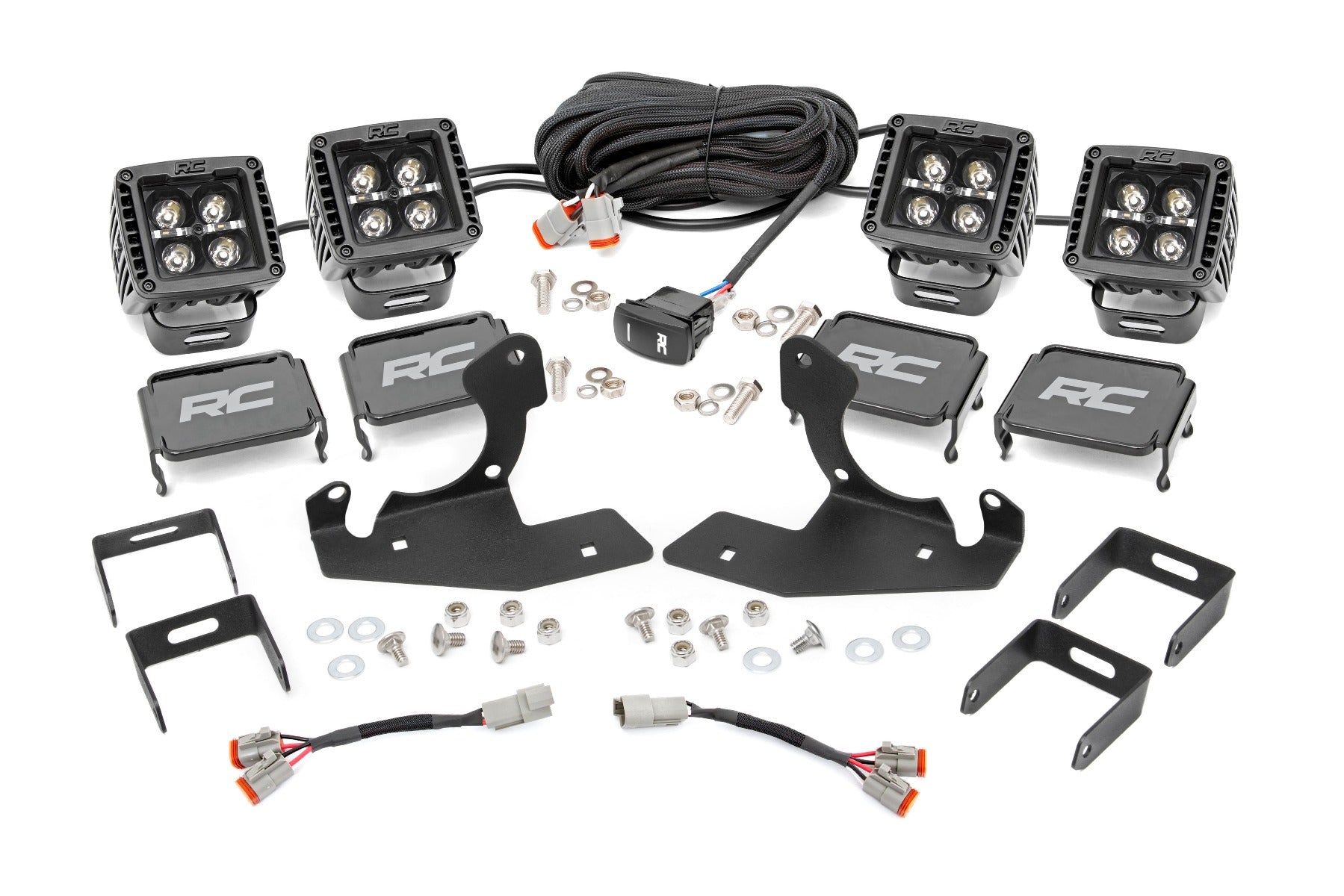 Rough Country Chevrolet LED Fog Light Kit | Black Series w/ White DRL (11-14 Silverado HD)