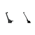 Two textured black 2018+ Jeep JL Rubicon Stealth A-Pillar JL Light Mounts for a 52.25 Rigid Adapt Array are shown upright, facing each other against a plain background in a side profile view, unattached to any vehicle.