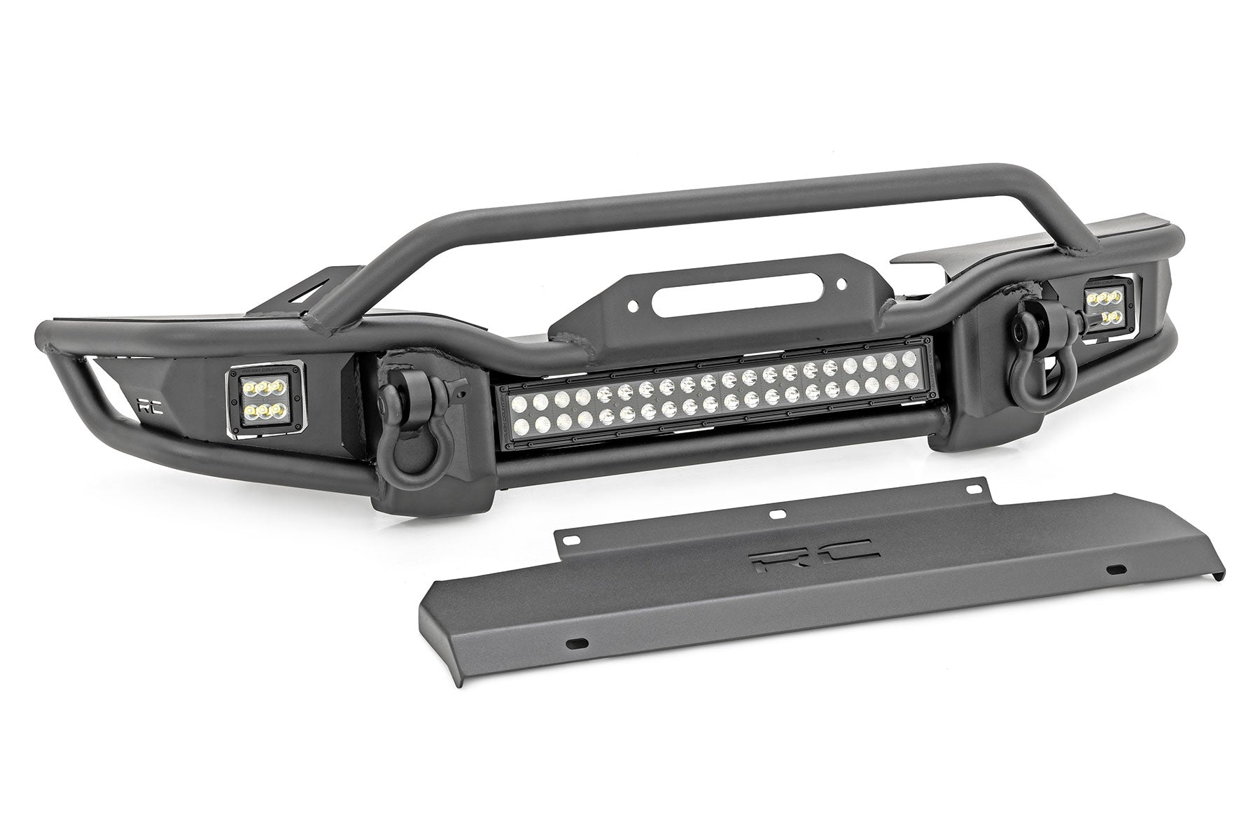 Rough Country Front Winch Bumper | Tubular | Skid Plate | Jeep Gladiator JT/Wrangler JK & JL