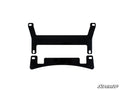 The Kawasaki Teryx S Frame Stiffener/Gusset Kit, a black metal bracket with two connected parts featuring multiple screw holes, is shown on a white background. The SuperATV logo appears in gray and black script at the bottom right.