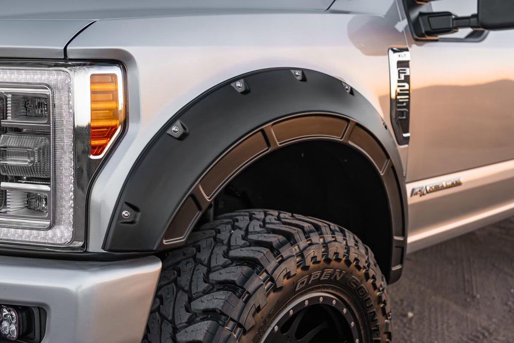 Rough Country Defender Pocket Fender Flares  | Black | Ford Super Duty (17-22)
