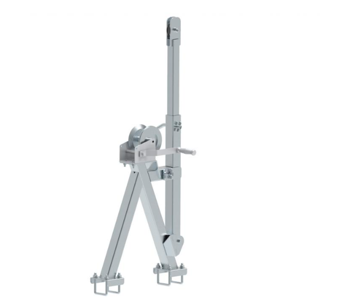 A sturdy Offroad Trailer (2600lb capacity) with two angled support legs, a vertical arm, side crank handle, top gears, and rectangular footplates for stability. Features a 2 ball hitch. Shown against a plain white background.