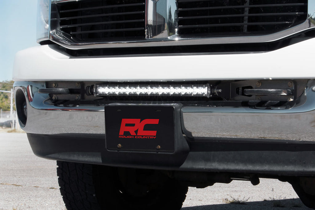 Rough Country LED Light | Bumper Mnt | 20" Black Single Row | White DRL | Ram 2500 (10-18)
