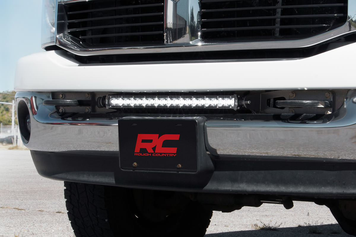 Rough Country LED Light | Bumper Mnt | 20" Black Single Row | White DRL | Ram 2500 (10-18)