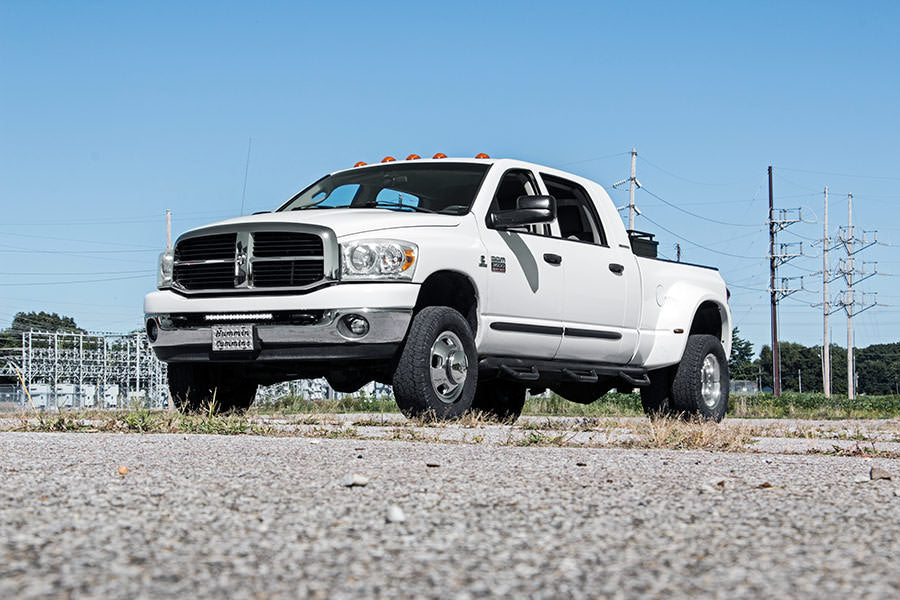 Rough Country LED Light | Bumper Mnt | 20" Black Single Row | White DRL | Ram 2500 (10-18)