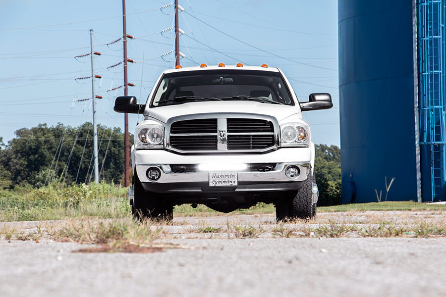 Rough Country LED Light | Bumper Mnt | 20" Black Single Row | White DRL | Ram 2500 (10-18)