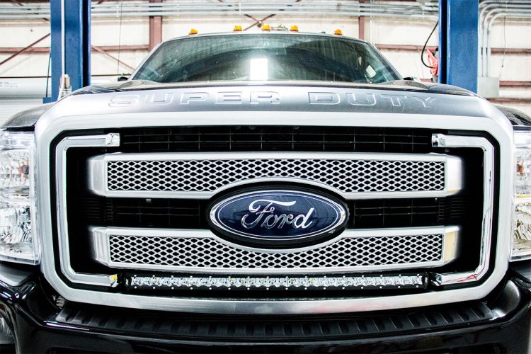 Rough Country LED Light | Grill Mnt | 30" Black Single Row | White DRL | Ford Super Duty (11-16)