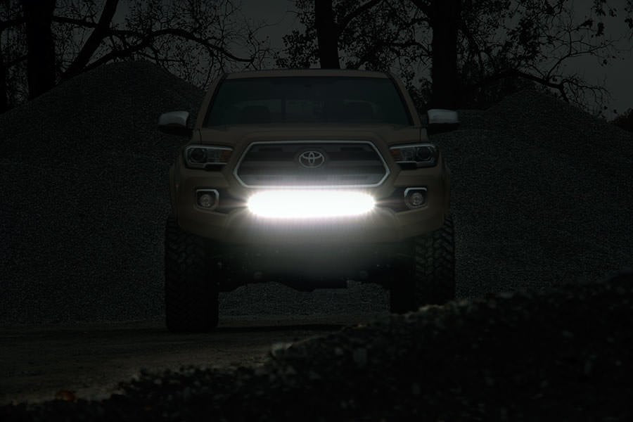 Rough Country LED Light | Lower Grille Mnt | 30" Black Single Row | White DRL | Toyota Tacoma (16-23)