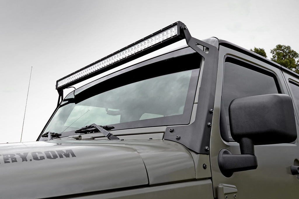 Rough Country LED Light | Windshield Mount | 50" Black Dual Row | Jeep Wrangler JK (07-18)