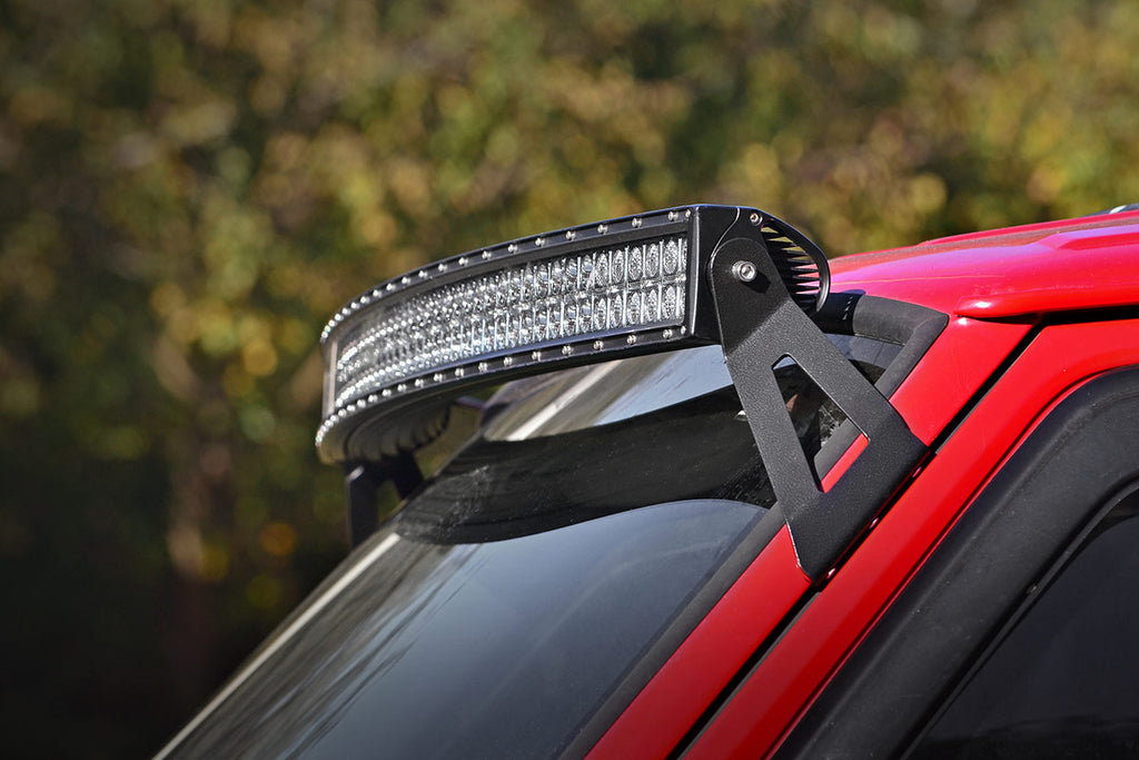 Rough Country LED Light | Windshield Mnt | 50" BLK Dual Row | Jeep Cherokee XJ (84-01)