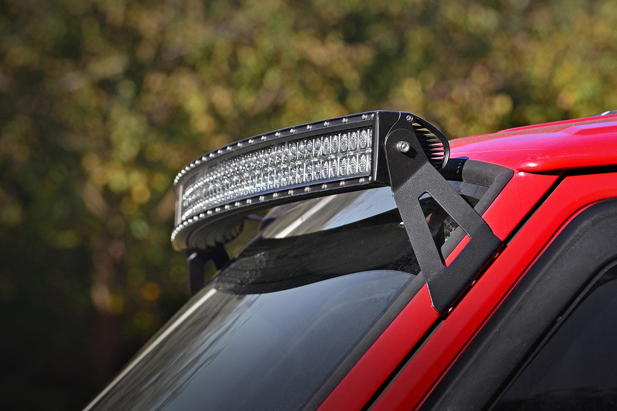Rough Country LED Light | Windshield Mnt | 50" BLK Single Row | Jeep Cherokee XJ (84-01)