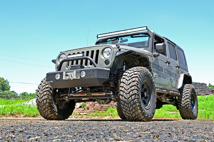 Rough Country LED Light | Windshield Mnt | 50" Black Dual Row | White DRL | Jeep Wrangler JK (07-18)