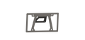 The See Treck Kitting Tab Universal Front License Plate Mount in texture black is a flat, dark gray bracket with a rectangular frame, vertical side bars, an angled center cutout, rounded corners, slots at each corner, and a central triangular cutout.