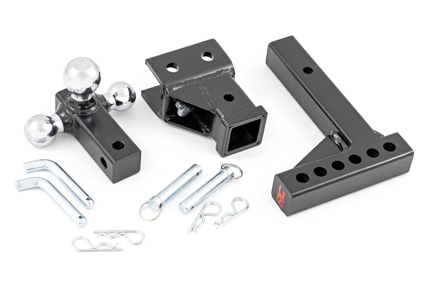 Rough Country Adjustable Trailer Hitch | 6 Inch Drop | Multi-Ball Mount | Fits 2 Inch Receiver