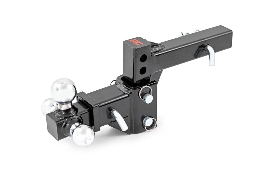 Rough Country Adjustable Trailer Hitch | 6 Inch Drop | Multi-Ball Mount | Fits 2 Inch Receiver