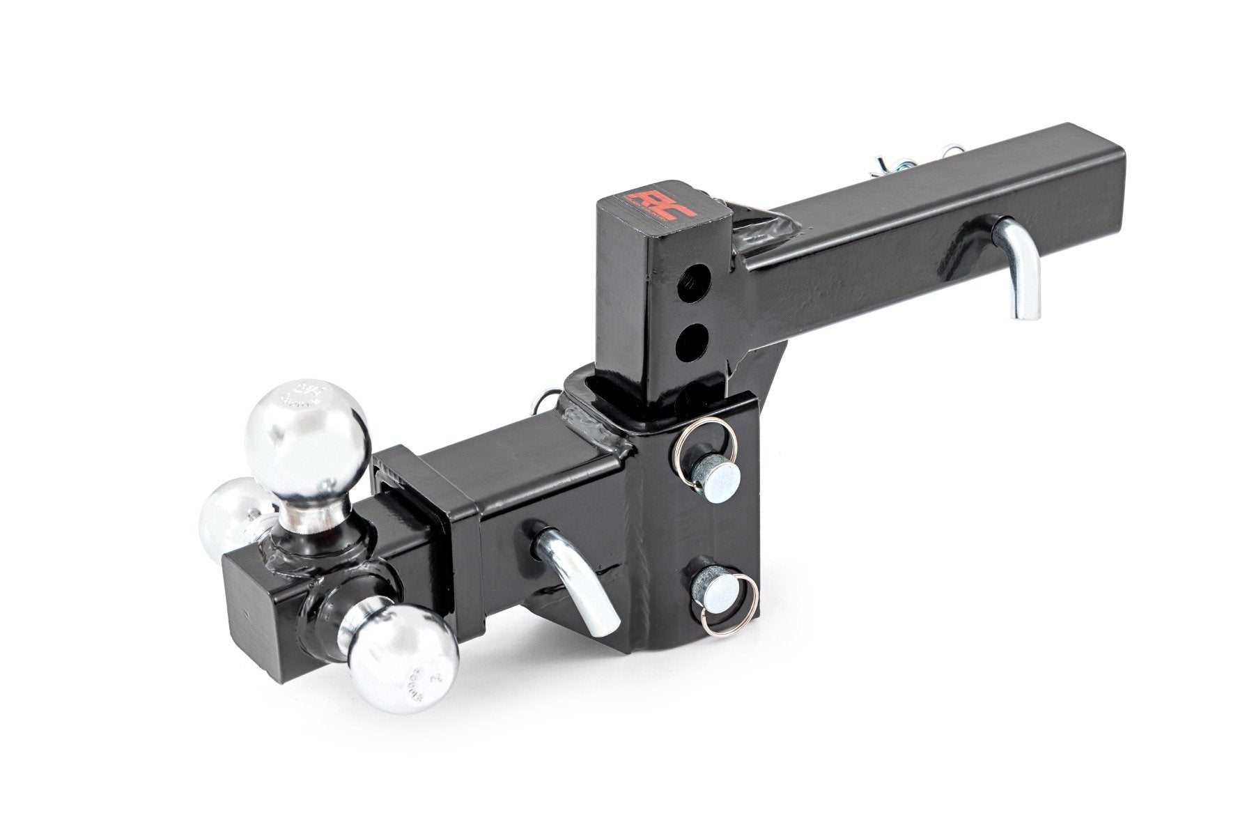 Rough Country Adjustable Trailer Hitch | 6 Inch Drop | Multi-Ball Mount | Fits 2 Inch Receiver