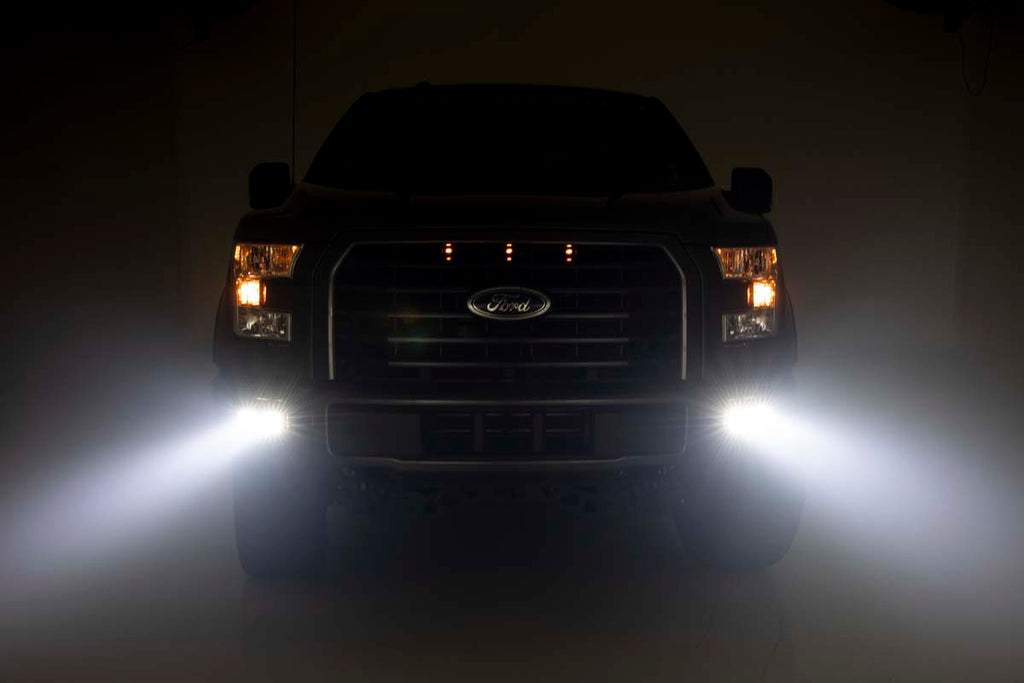 Rough Country LED Light | Fog Mount | Dual 2" Black Pairs | Spot | Ford F-150 (15-17)