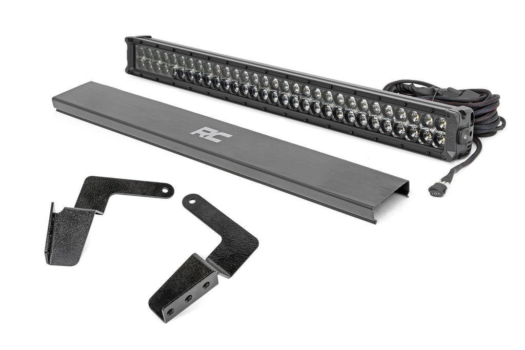 Rough Country LED Light | Bumper Mount | 30" Black Dual Row | White DRL | Toyota FJ Cruiser (07-14)