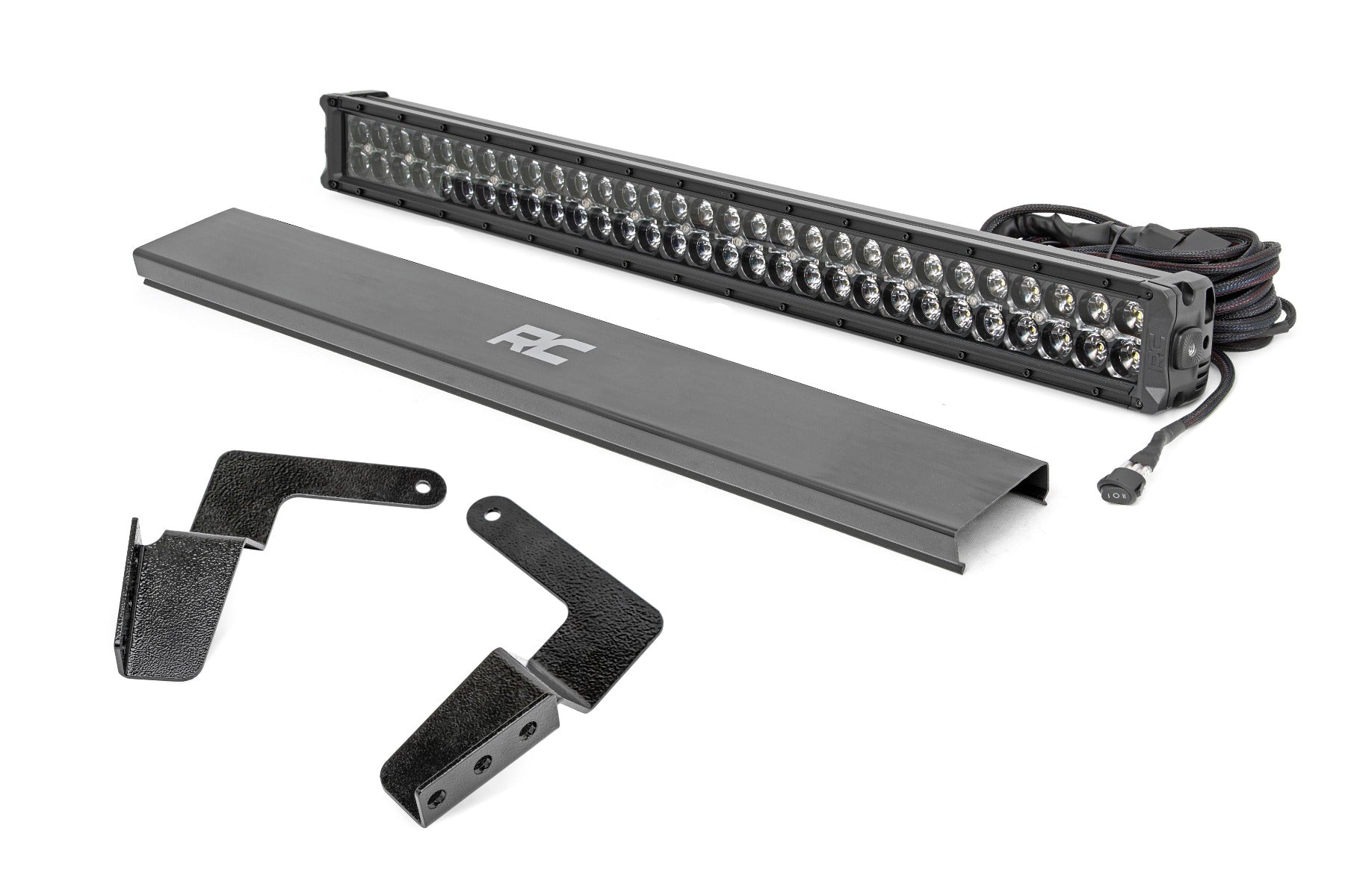 Rough Country LED Light | Bumper Mount | 30" Black Dual Row | White DRL | Toyota FJ Cruiser (07-14)