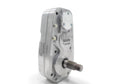 The Polaris Ranger XP 900 8 Portal Gear Lift features a robust metallic gearbox with a brushed aluminum finish, grooved cylindrical output shaft, engraved GDP Gear Driven Performance by SuperATV logo, and secure visible bolts for an industrial look.