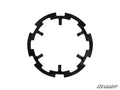 A Polaris Scrambler Armature Plate, a black metal circular lock washer with eight equally spaced notches on both its inner and outer edges, is shown on a white background with the SuperATV logo in the bottom right corner.