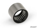 A close-up of the Up & Running Polaris General Primary Clutch Bearing shows its cylindrical metal shell and needle rollers inside, angled on a white background. The bottom right displays the black and white “SuperATV” logo.
