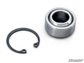 The image shows an Up & Running Polaris RZR RS1 Trailing Arm Spherical Bearing and a black circular snap ring with two small holes, displayed on a white background with the SuperATV logo in the bottom right corner.