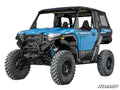 A Polaris Xpedition equipped with a 3 Lift Kit features large rugged tires, a front grill guard, and a black roof. Partially open doors reveal two seats inside. The sporty, robust design is ideal for rough terrain adventures.