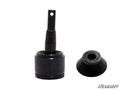 A Polaris Heavy-Duty Strut Ball Joint with a threaded stud stands upright beside its black rubber boot on a white background. The SuperATV logo is displayed in the bottom right corner.