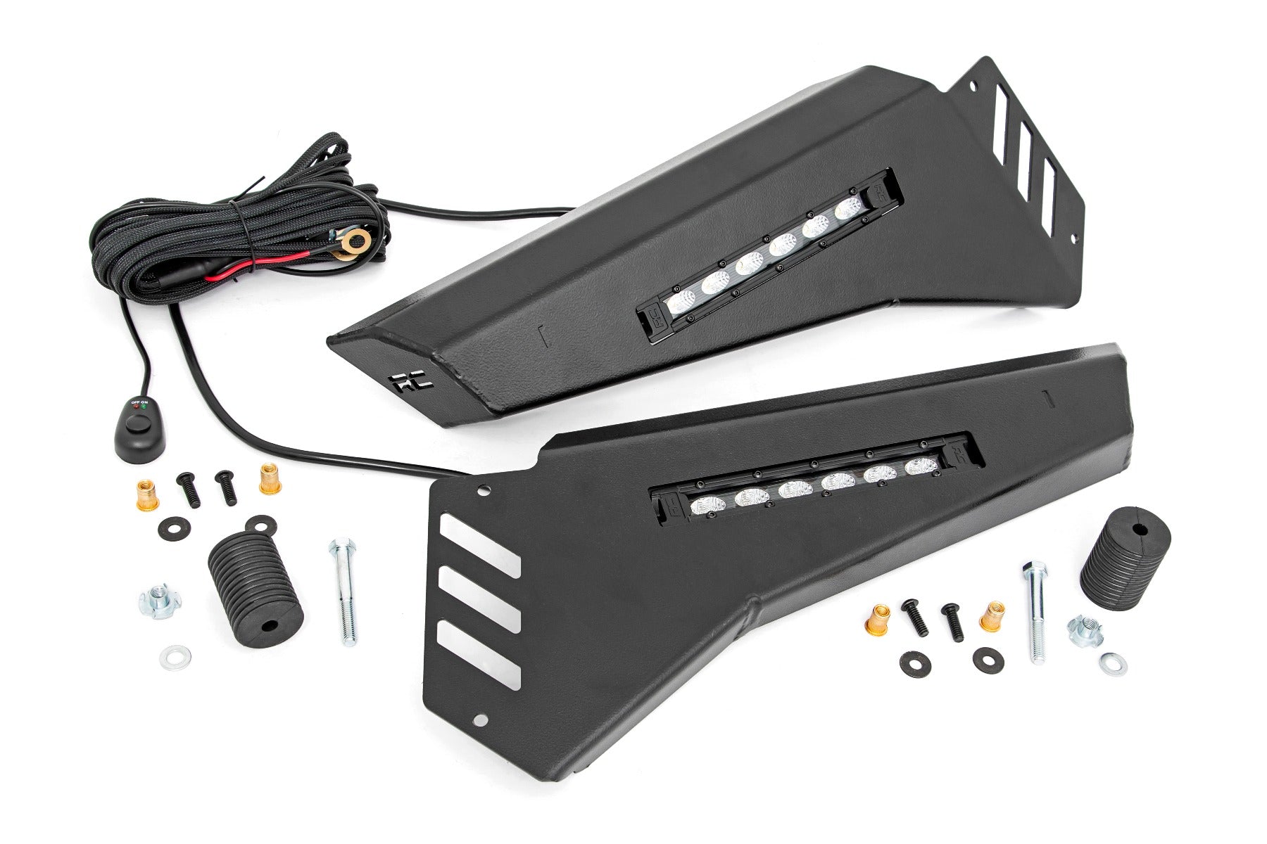 Rough Country Bumper Wings | 6" Black Slimline LED Pair | Polaris Ranger 1000 (13-21)