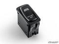 The L-Series Polaris Ranger 1000 Rocker Switch is a black rectangular switch labeled “LED LIGHT BAR” with a white light bar icon, designed for vehicle mounting. It features a glossy finish, shown on a white background, with the SuperATV logo at the bottom