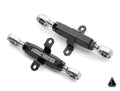 Two black metal Assault Industries Rear Sway Bar End Links (Fits: Polaris RZR Turbo S), each with two silver rod ends and mounting brackets. ASPHALT INDUSTRIES is printed on one link. Displayed on a white surface with a small black triangular logo.