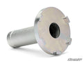 The Snorkel Tube Backlash Tool is a metal cylinder with a wide, flat, notched end featuring six evenly spaced rectangular protrusions and a central hole. It is shown on a white surface with the SuperATV logo in the bottom right corner.
