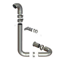 A digital rendering of the Can Am Renegade Snorkel (12-21) displays separated metal pipe components, including L-shaped and curved sections, clamps, brackets, and pipe segments, showing how they assemble into the complete snorkel structure.