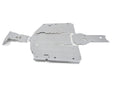 Three flat, silver Central Skid Plate Alloy panels for CFmoto UForce 1000 (2019-21) with angled edges, multiple holes and cutouts are arranged together on a white background, forming an irregular shape with visible screws and mounting points.