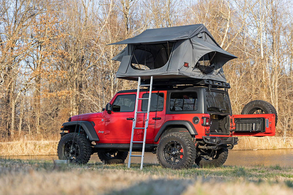 Rough Country Roof Top Tent W/ Extenstion ladder | Rack Mount | 12 Volt Accessory & LED Light Kit