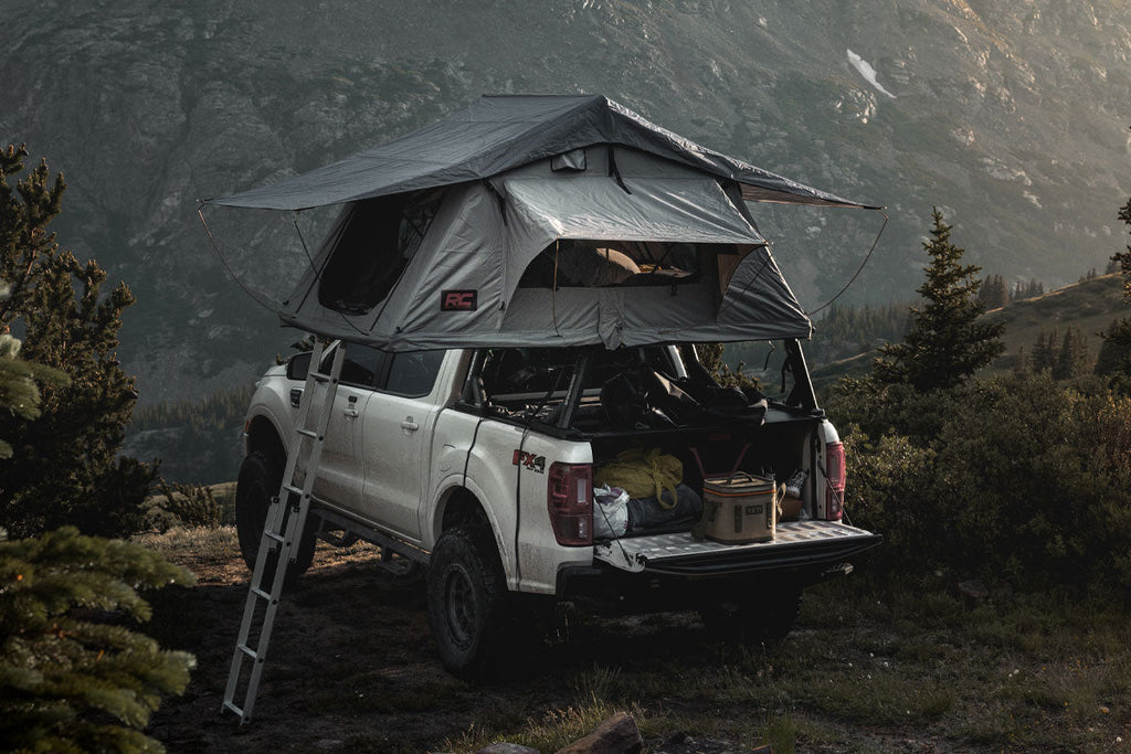 Rough Country Roof Top Tent W/ Extenstion ladder | Rack Mount | 12 Volt Accessory & LED Light Kit - Offroad Armor