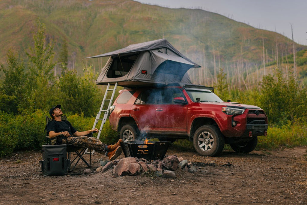 Rough Country Roof Top Tent W/ Extenstion ladder | Rack Mount | 12 Volt Accessory & LED Light Kit - Offroad Armor