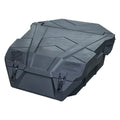 The JEMCO UTV Rear Cargo Box for Polaris RZR R is a large, black, matte hard-shell storage box with angular lid patterns and two metal latches on the front, built for rugged outdoor or utility use.