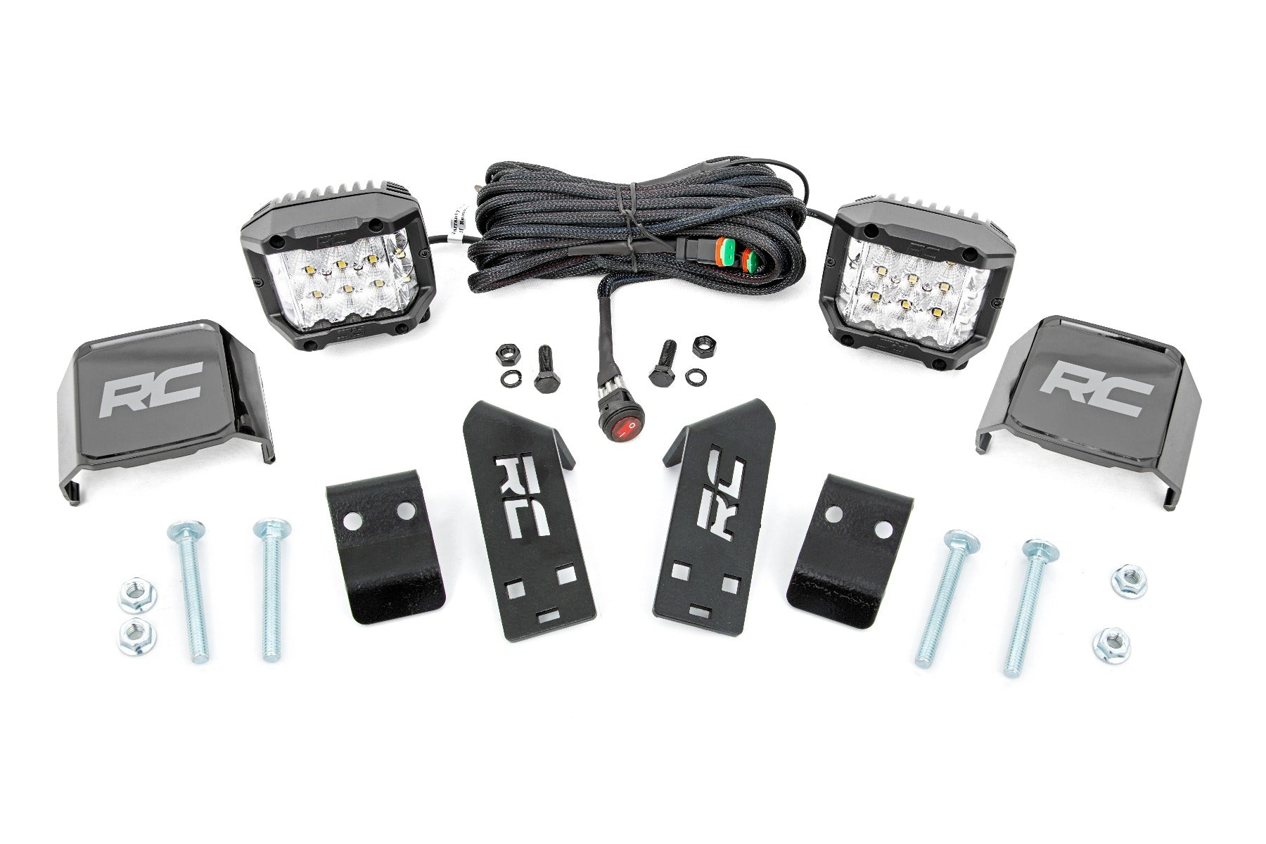 Rough Country LED Light | A Pillar Mount | 2" Chrome Pair | Wide Angle | Polaris RZR PRO XP (20-21)