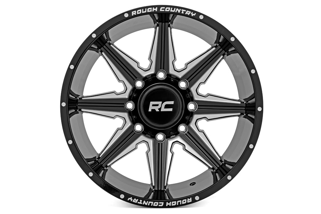 Rough Country 91M Series Wheel | One-Piece | Gloss Black | 20x12 | 6-5.5 | -44mm
