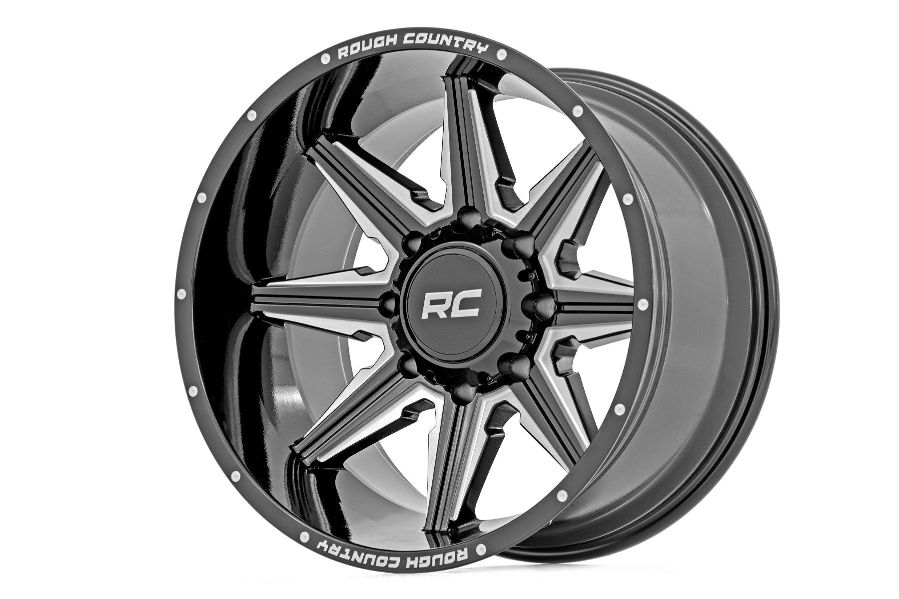 Rough Country 91M Series Wheel | One-Piece | Gloss Black | 20x12 | 6-5.5 | -44mm