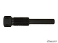 A black metal Secondary Drive Clutch Puller with a hex head and long threaded shaft lies horizontally on a white background. The right end is smooth and cylindrical, and the bottom right corner displays a white SuperATV logo.